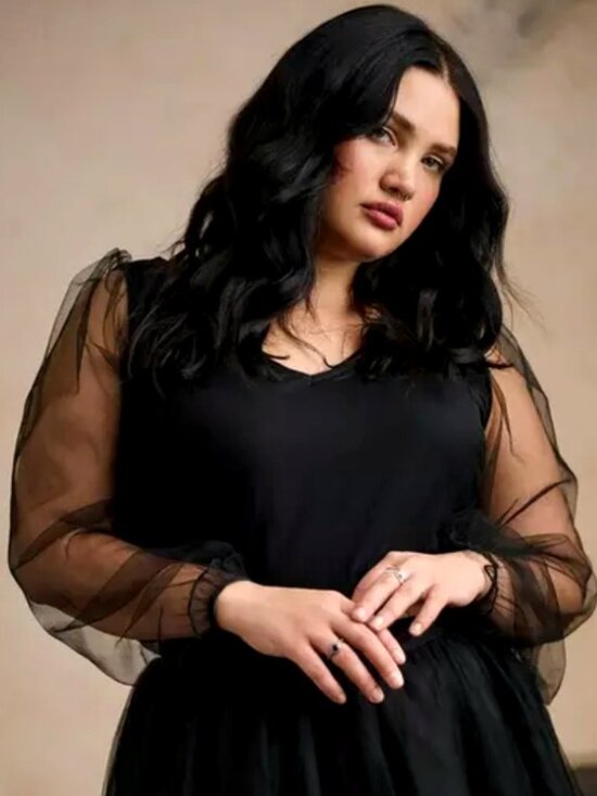 torrid Tops - NWT Torrid Nightfall Ethereal Balloon Sleeve Black Mesh Top, Size 1X